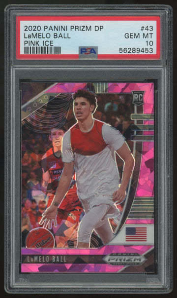2020 Panini Prizm Draft LaMelo Ball RC Pink Ice #43 PSA 10