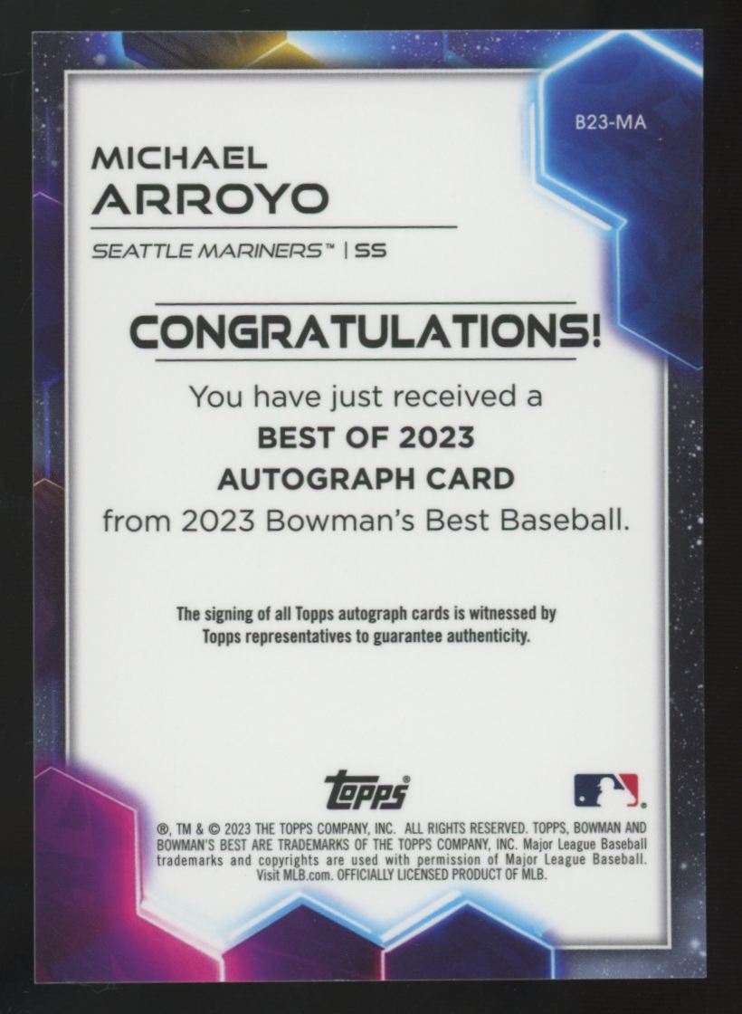 2023 Bowman's Best Michael Arroyo Gold Best Of '23 Auto /50 #B23-MA