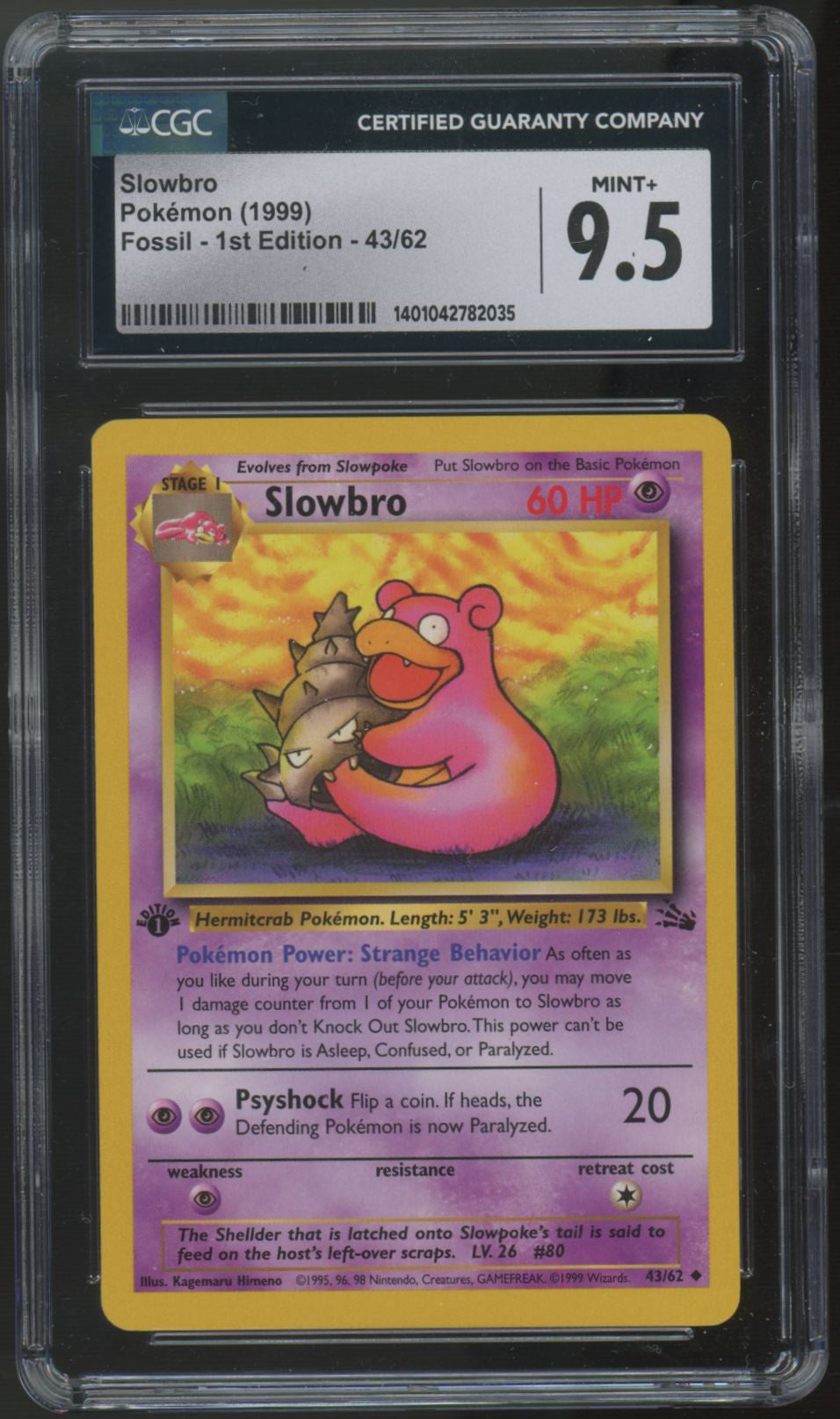 1999 Pokemon Slowbro 1st Edition Fossil #43 CGC 9.5