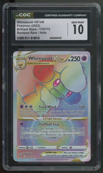2022 Pokemon Whimsicott VSTAR Brilliant Stars Secret #175 CGC 10