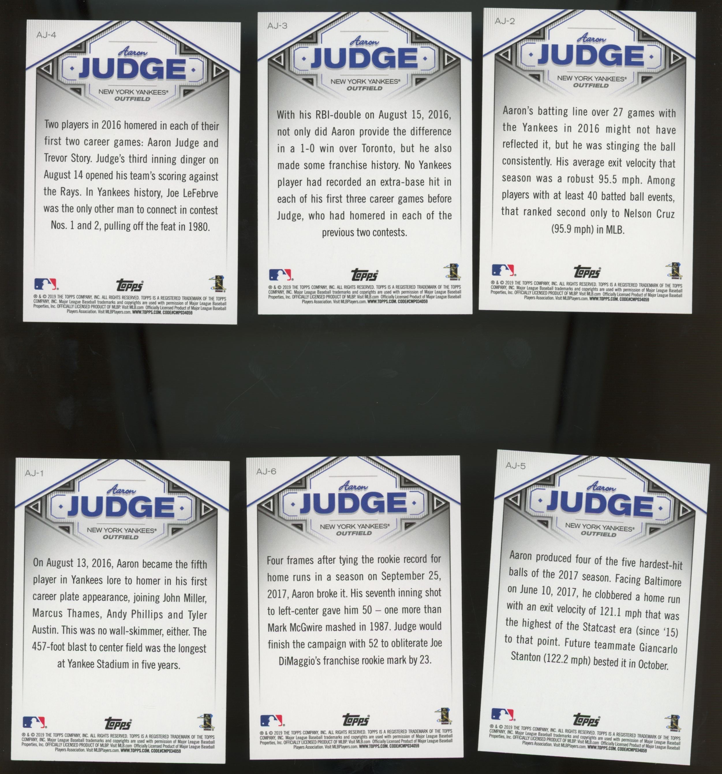2018 Topps Aaron Judge Highlights Walmart Complete Set (30/30) "B"