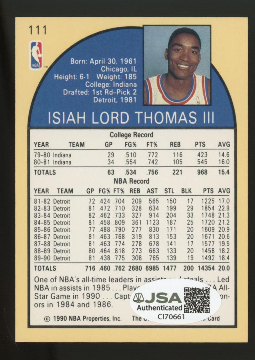 1990/91 Hoops Isiah Thomas #111 Signed Autographed JSA