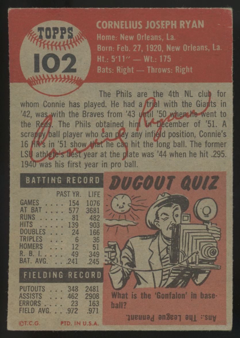 1953 Topps Connie Ryan #102 VG
