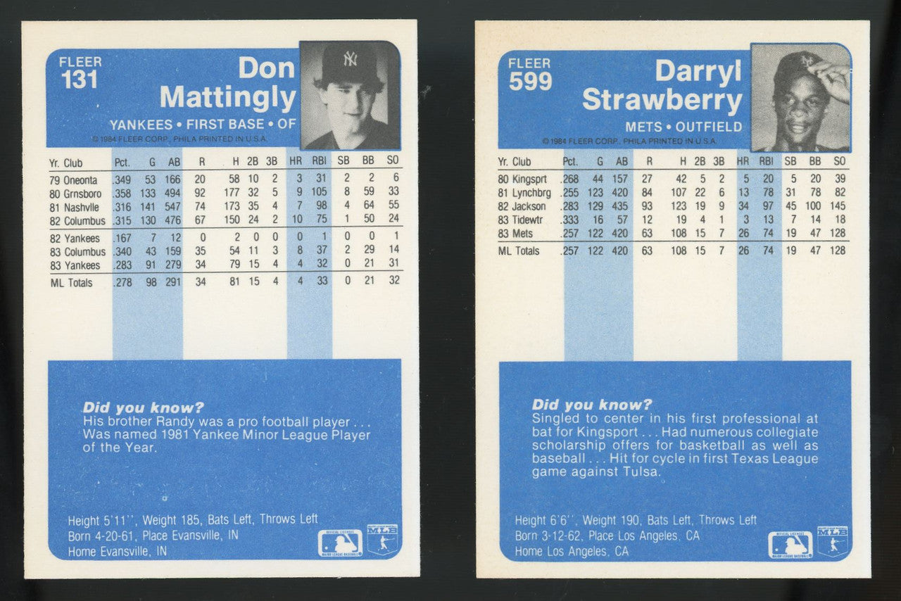 1984 Fleer Baseball Complete Set (660) + Team Stickers NM-MT
