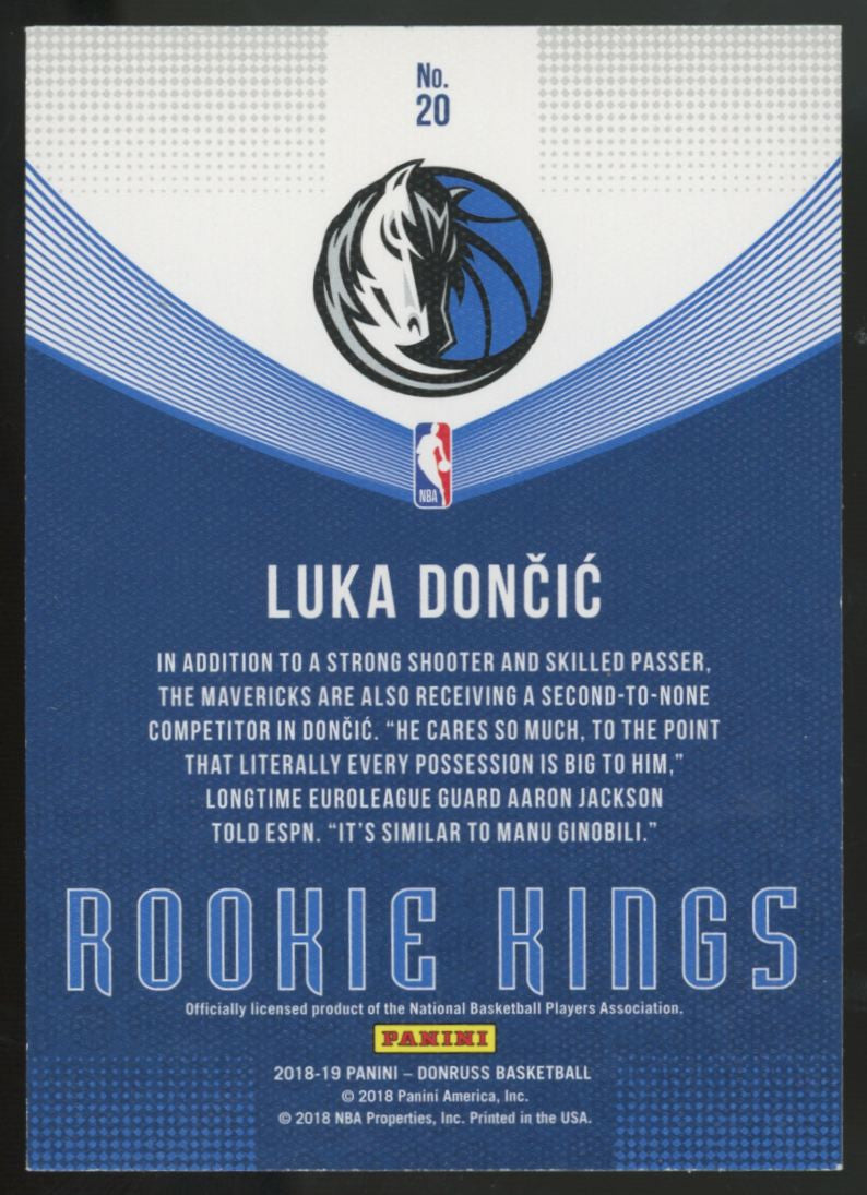 2018-19 Panini Donruss Luka Doncic RC Rookie Kings #20