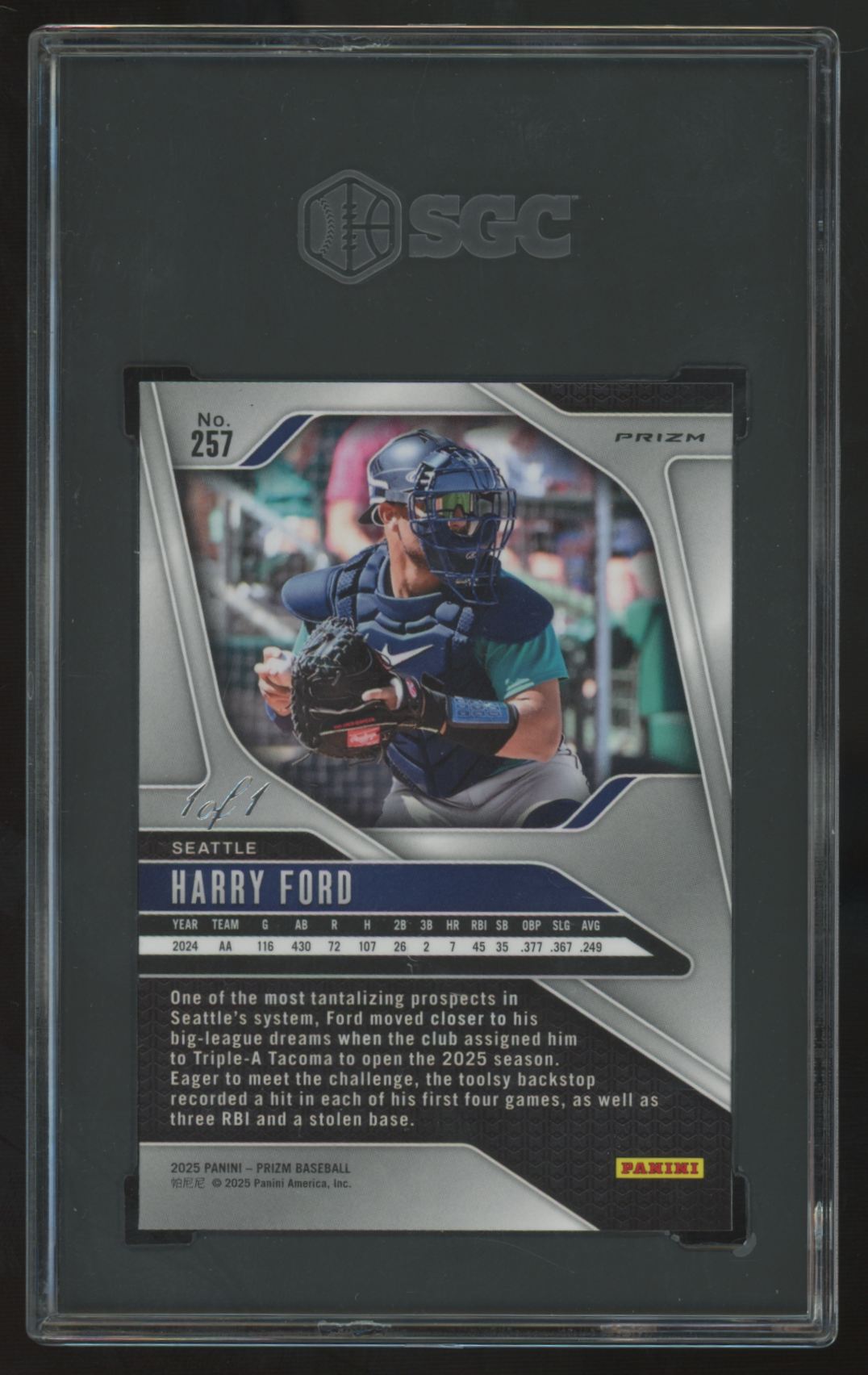 2025 Panini Prizm Harry Ford Gold Vinyl Prizm 1/1 #257 SGC 9.5