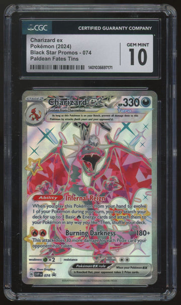 2024 Pokemon Charizard ex Paldean Fates Tin Promo #074 CGC 10