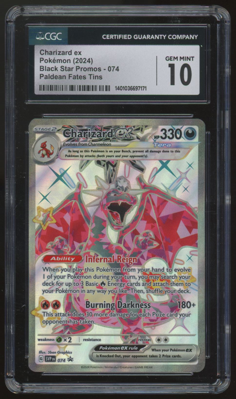 2024 Pokemon Charizard ex Paldean Fates Tin Promo #074 CGC 10