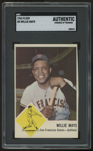 1963 Fleer Willie Mays #5 SGC Authentic (Trimmed)