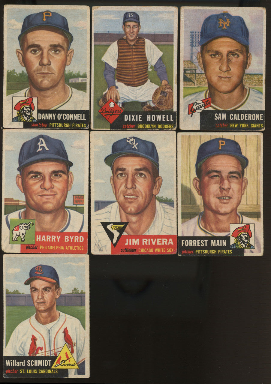 1953 Topps Baseball Low Grade Lot Of 7 w/ 2 High #s