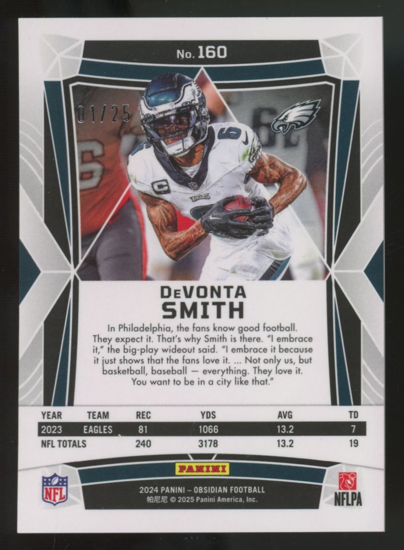2024 Panini Obsidian DeVonta Smith Blue /25 #160