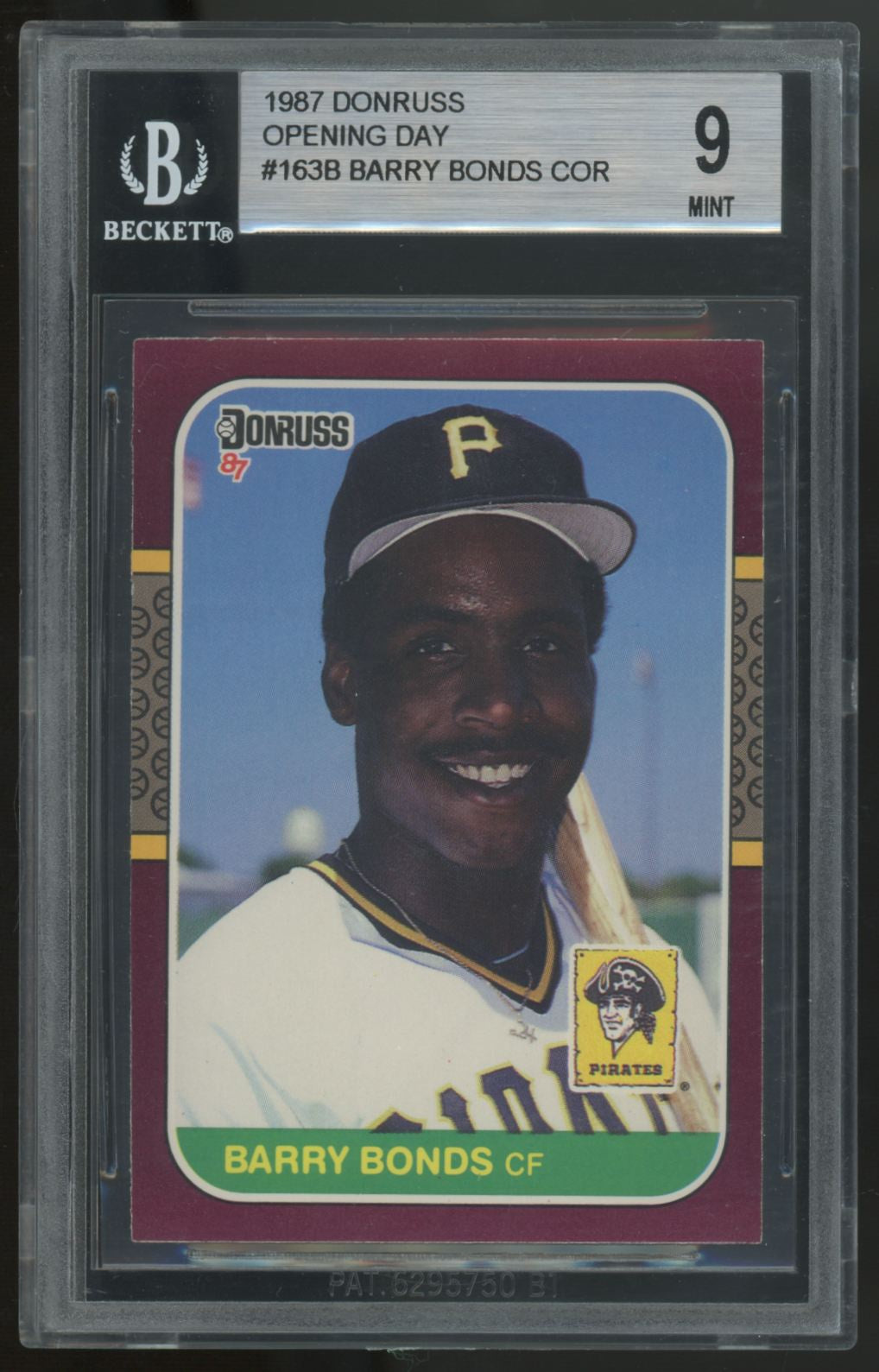 1987 Donruss Opening Day Barry Bonds RC Correct Photo #163 BGS 9