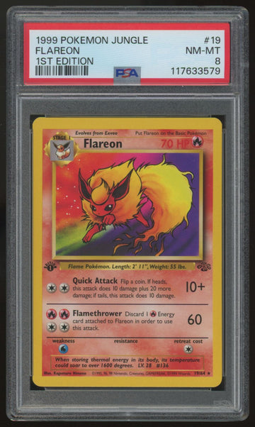 1999 Pokemon Flareon Jungle 1st Edition #19 PSA 8