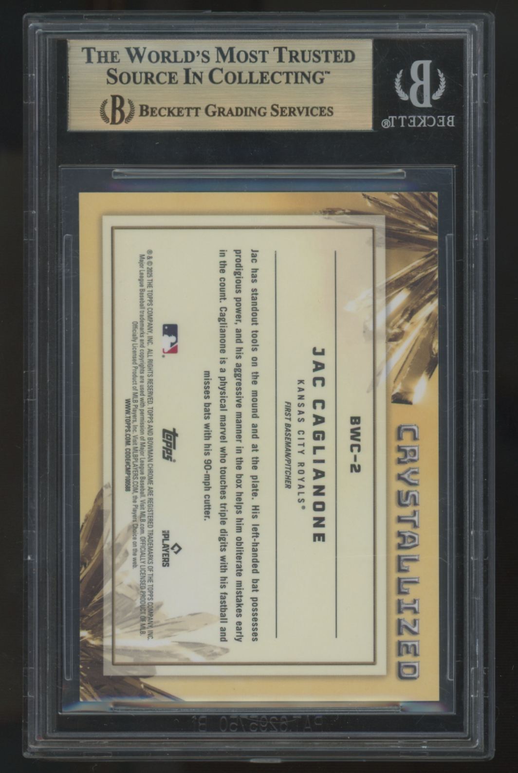 2025 Bowman Chrome Jac Caglianone Crystalized SSP #BWC-2 BGS 10