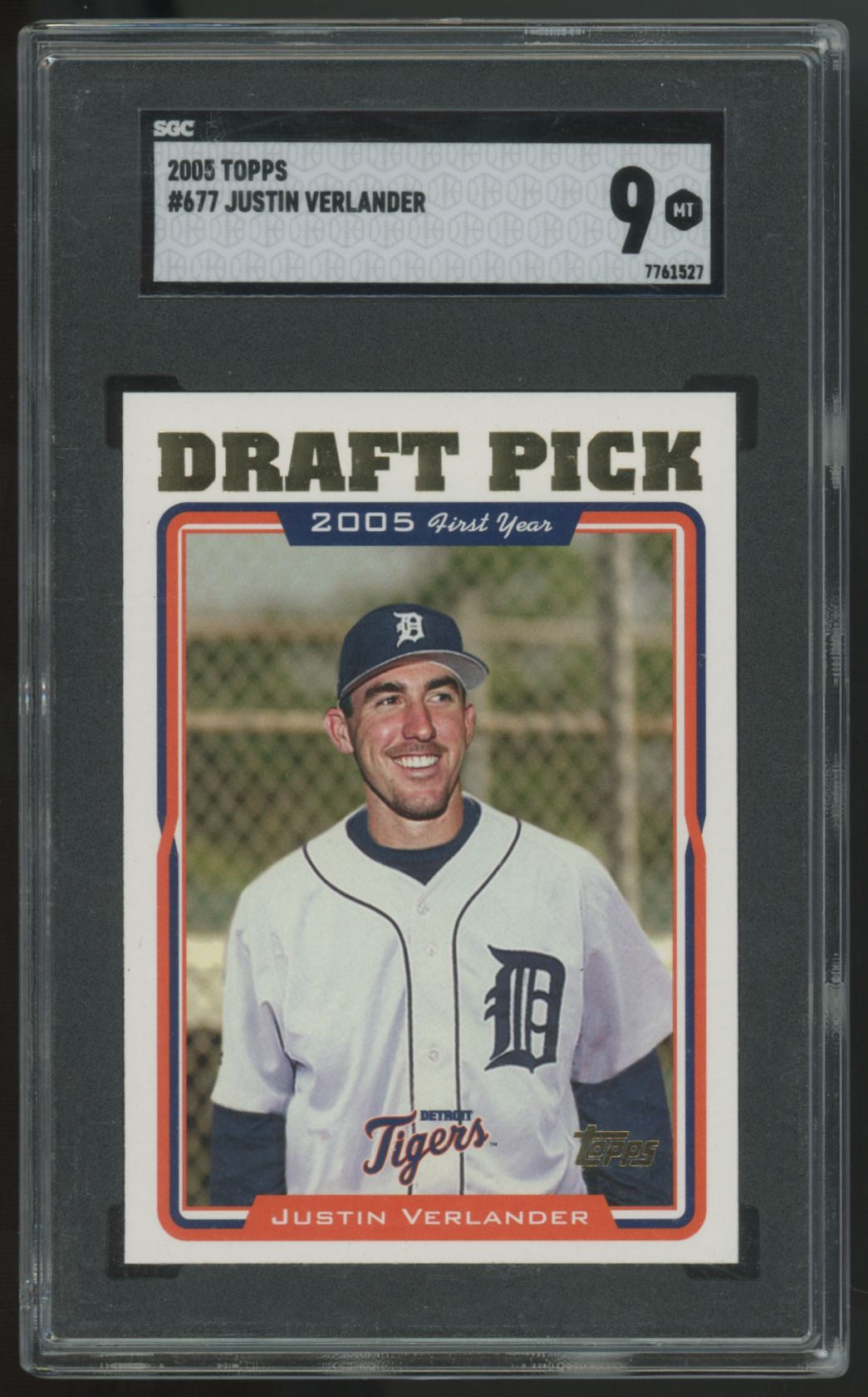 2005 Topps Justin Verlander RC Draft Pick First Year #677 SGC 9