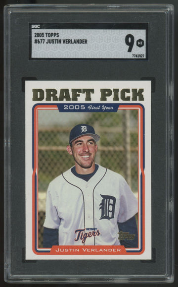 2005 Topps Justin Verlander RC Draft Pick First Year #677 SGC 9