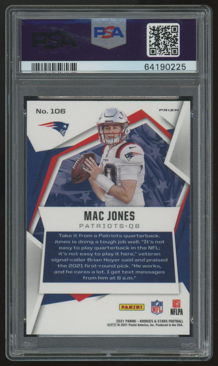 2021 Panini Rookies & Stars Mac Jones RC Red Pulsar Prizm #106 PSA 10