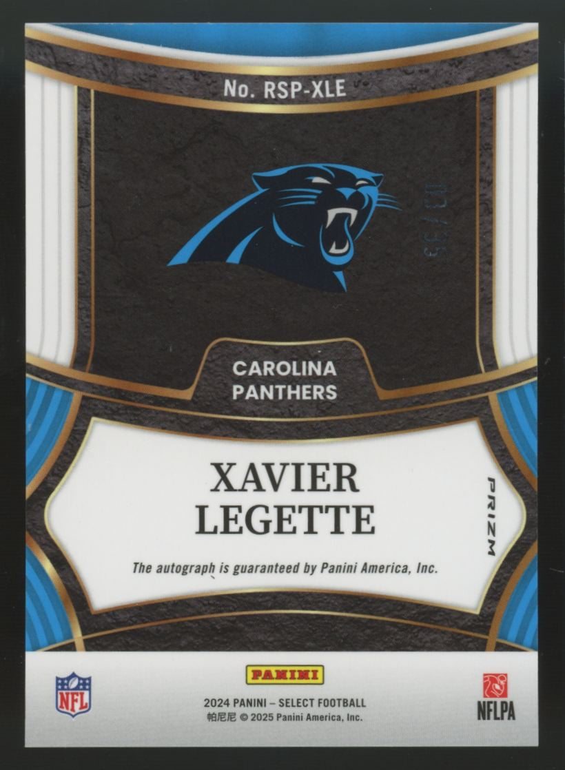 2024 Panini Select Xavier Legette RC White Prizm Auto /35 #RSP-XLE