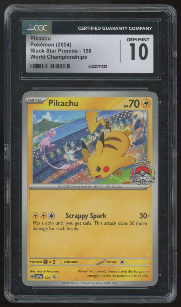 2024 Pokemon Pikachu World Championships Promo #190 CGC 10 (B)