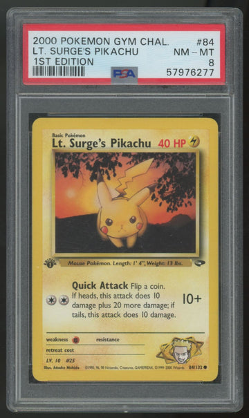 2000 Pokemon Lt. Surge's Pikachu Gym Challenge 1st Edition #84 PSA 8