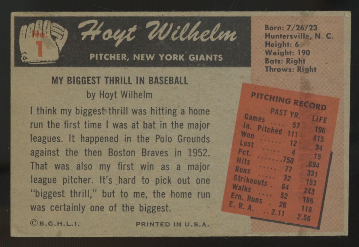 1955 Bowman Hoyt Wilhelm #1 EX