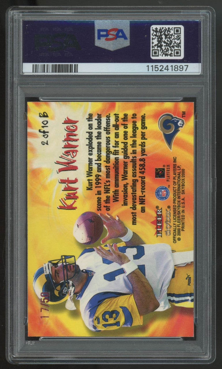 2000 Skybox Kurt Warner The Bomb Star Rubies /50 #2 PSA 7