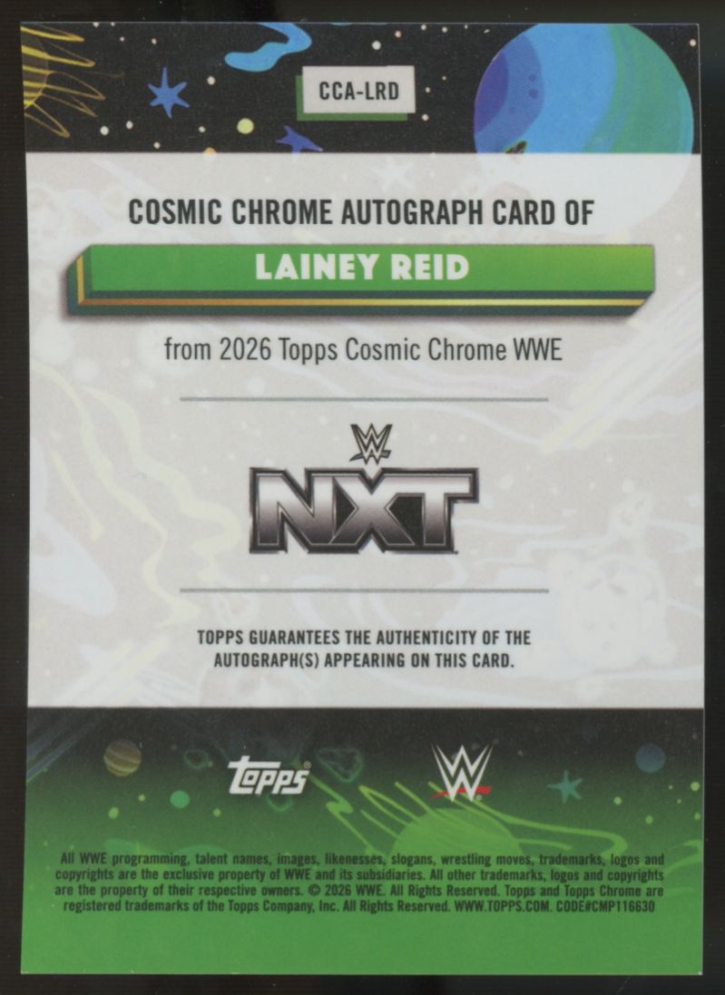 2026 Topps Chrome Cosmic WWE Lainey Reid RC Black Eclipse Refractor Auto /10
