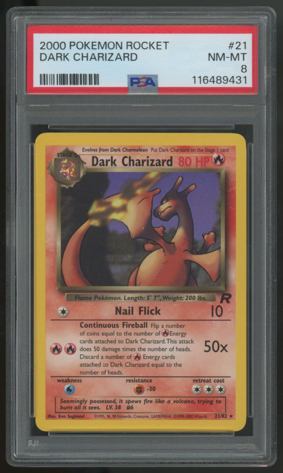 2000 Pokemon Dark Charizard Team Rocket #21 PSA 8