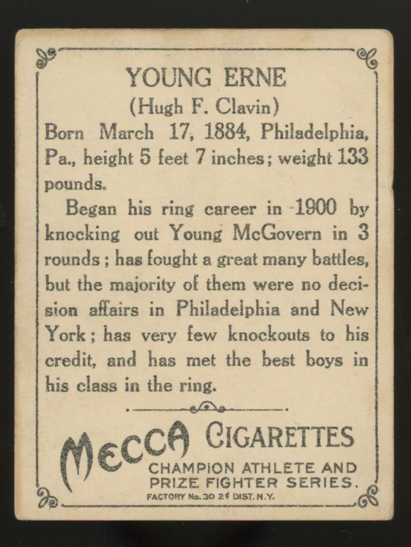 1910 T220 Champions Young Erne Mecca Back Good