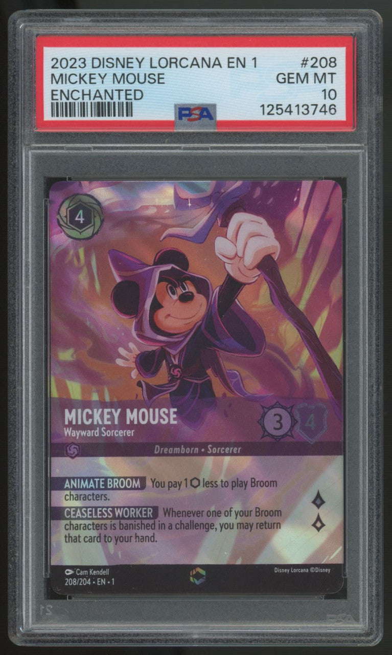 2023 Lorcana Mickey Mouse Wayward Sorcerer First Chapter Enchanted #208 PSA 10