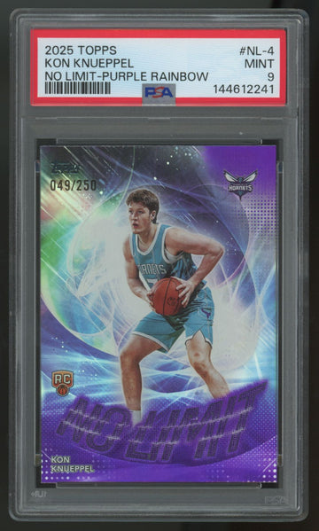 2025-26 Topps Kon Knueppel RC No Limit Purple Rainbow /250 #NL-4 PSA 9