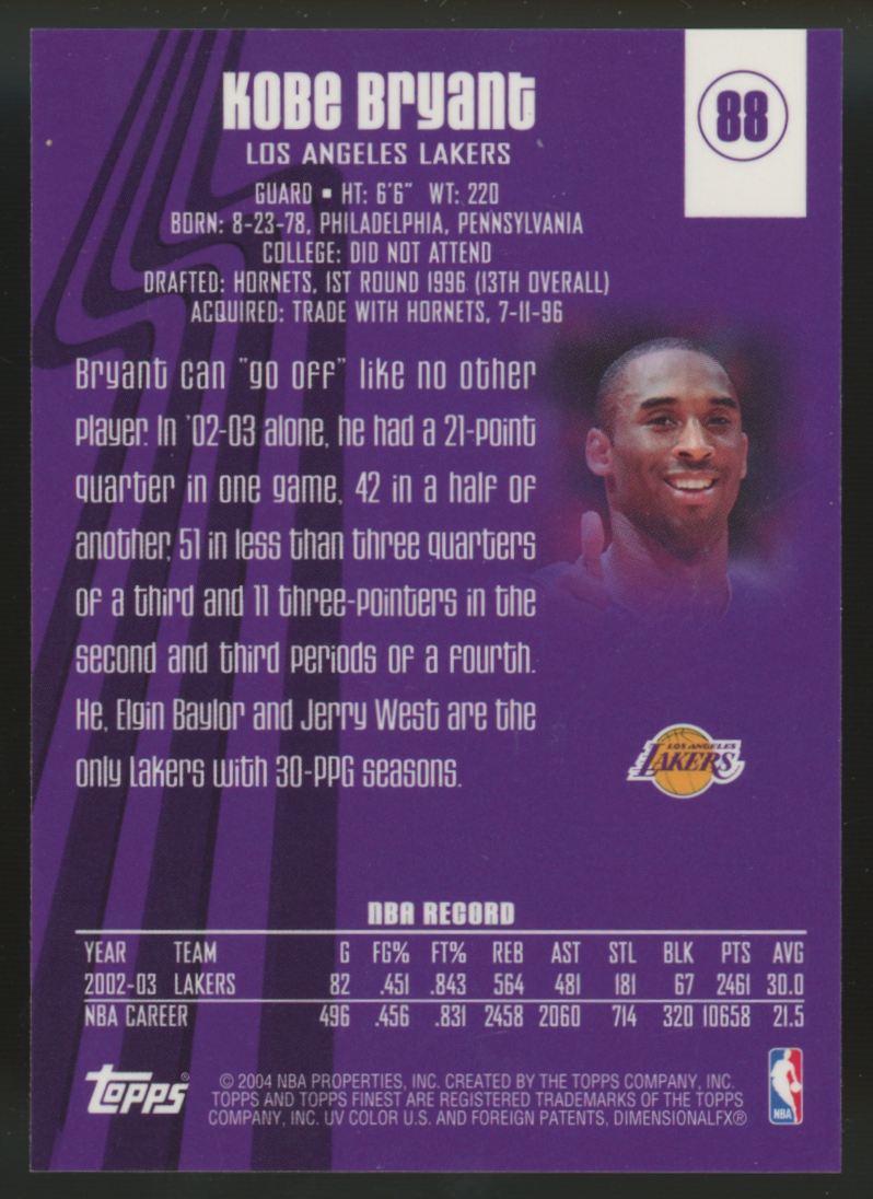 2004-05 Topps Finest Kobe Bryant #88