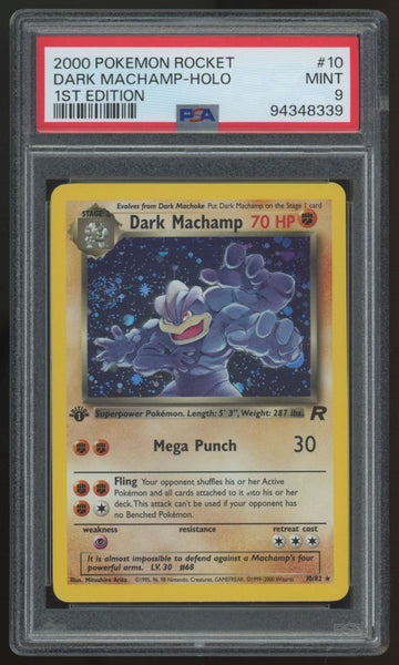 2000 Pokemon Dark Machamp 1st Edition Team Rocket Holo #10 PSA 9