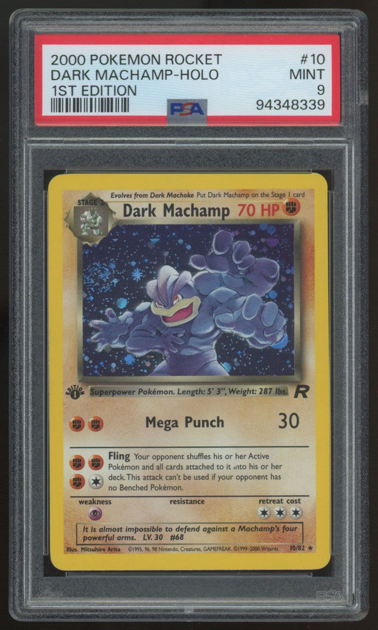 2000 Pokemon Dark Machamp 1st Edition Team Rocket Holo #10 PSA 9