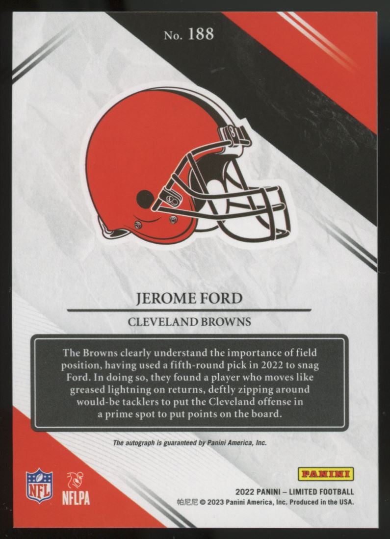 2022 Limited Jerome Ford RC Auto /49 #188