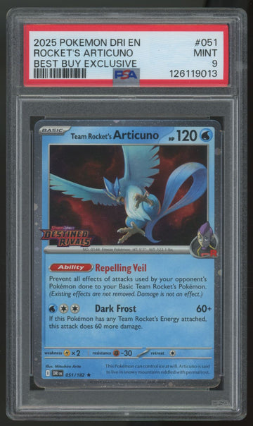 2025 Pokemon Rocket's Articuno Best Buy Exclusive Holo #051 PSA 9