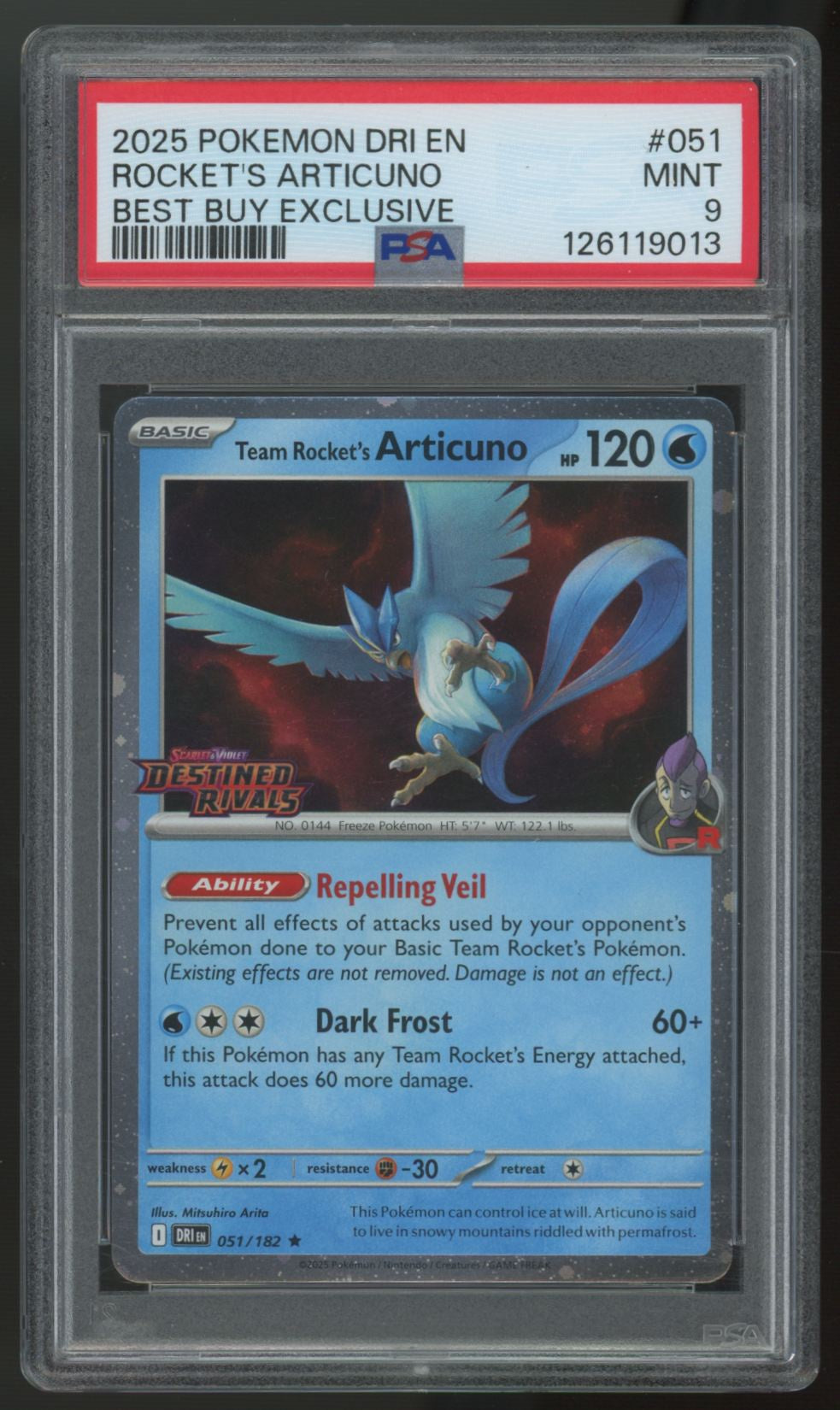 2025 Pokemon Rocket's Articuno Best Buy Exclusive Holo #051 PSA 9