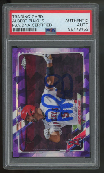 2021 Topps Chrome Sapphire Albert Pujols Purple Signed Auto /10 PSA Authentic