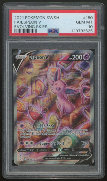 2021 Pokemon Espeon V Evolving Skies Full Art #180 PSA 10 (B)