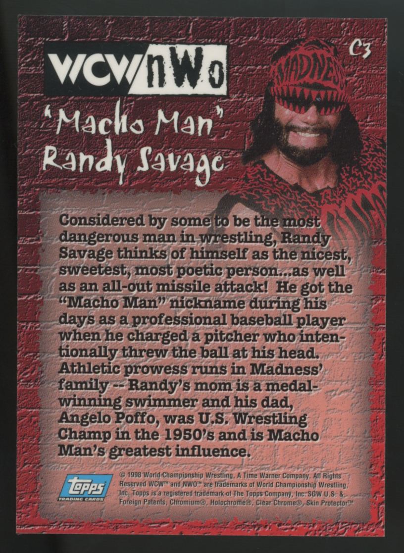 1998 Topps Chrome WCW "Macho Man" Randy Savage W/ Coating  #C3