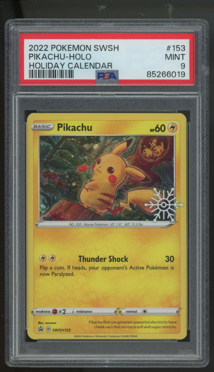 2022 Pokemon Pikachu Holiday Calendar Holo #153 PSA 9
