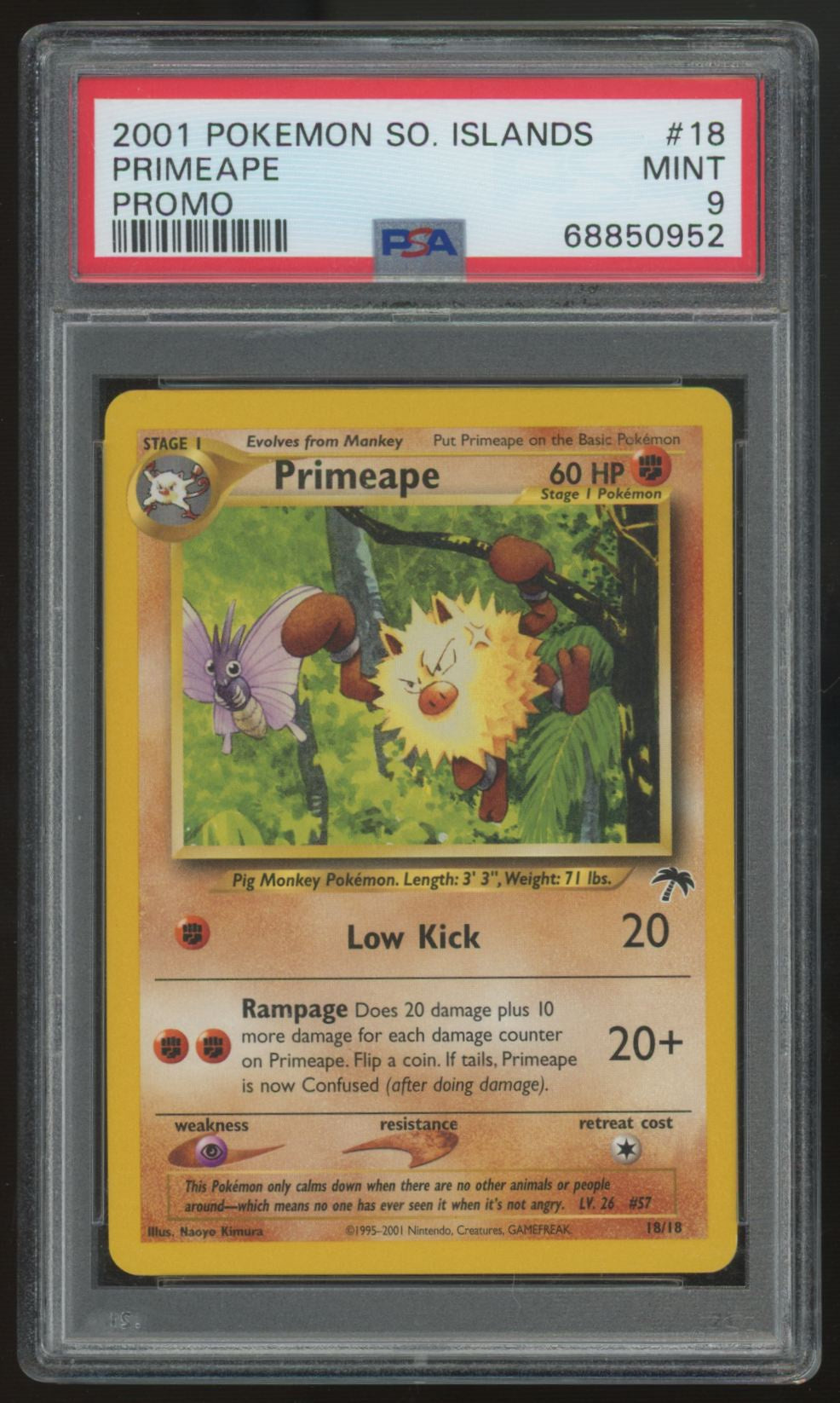 2001 Pokemon Primeape Southern Islands Promo #18 PSA 9