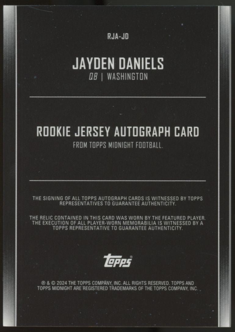 2024 Topps Midnight Jayden Daniels RC Patch Auto RPA Midnight /99 #RJA-JD
