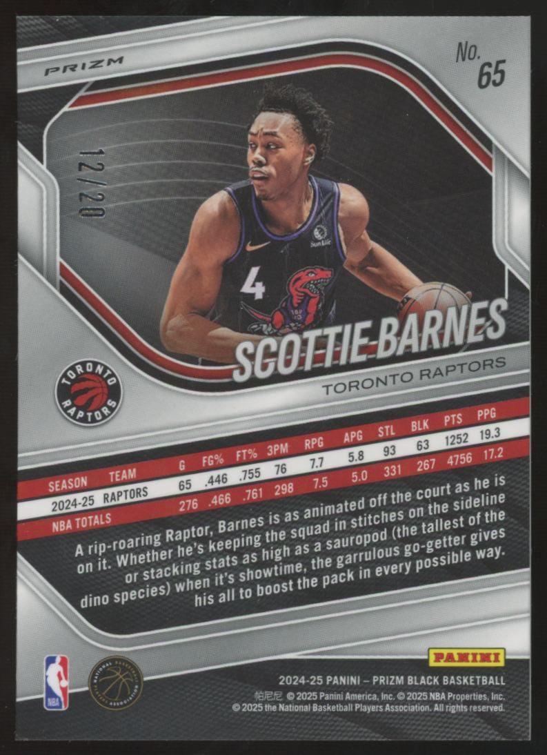 2024-25 Panini Prizm Black Scottie Barnes Cherry Blossom /20 #65