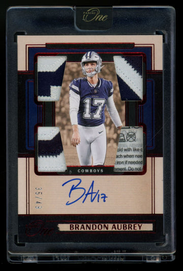 2024 Panini One Brandon Aubrey Red Quad Patch Auto /49 #64