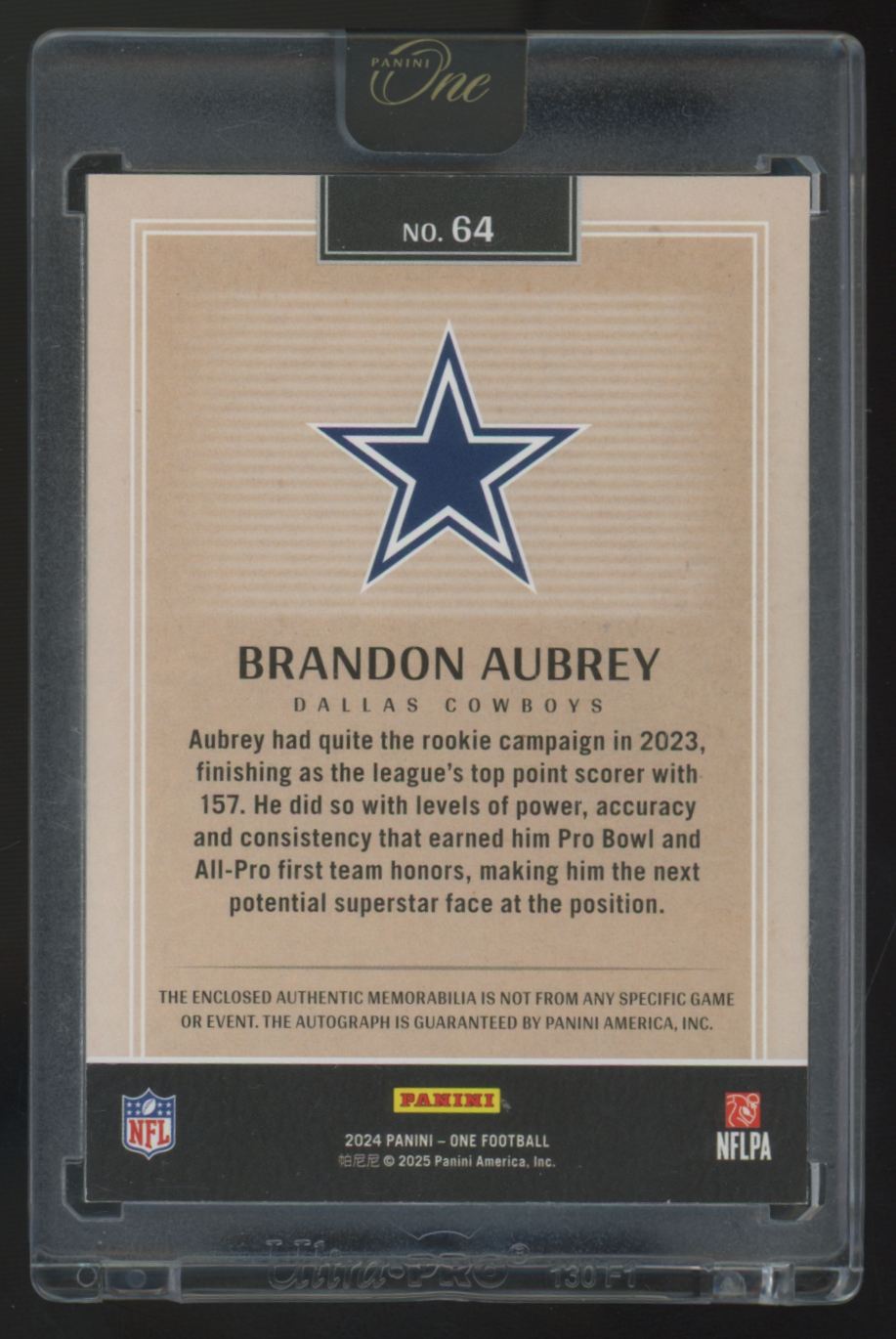 2024 Panini One Brandon Aubrey Red Quad Patch Auto /49 #64