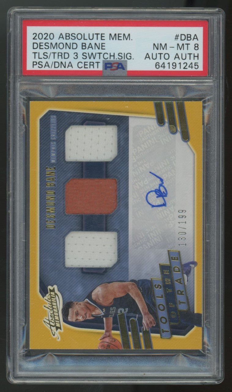 2020-21 Absolute Desmond Bane Tools Of The Trade Triple Patch Auto /199 PSA 8