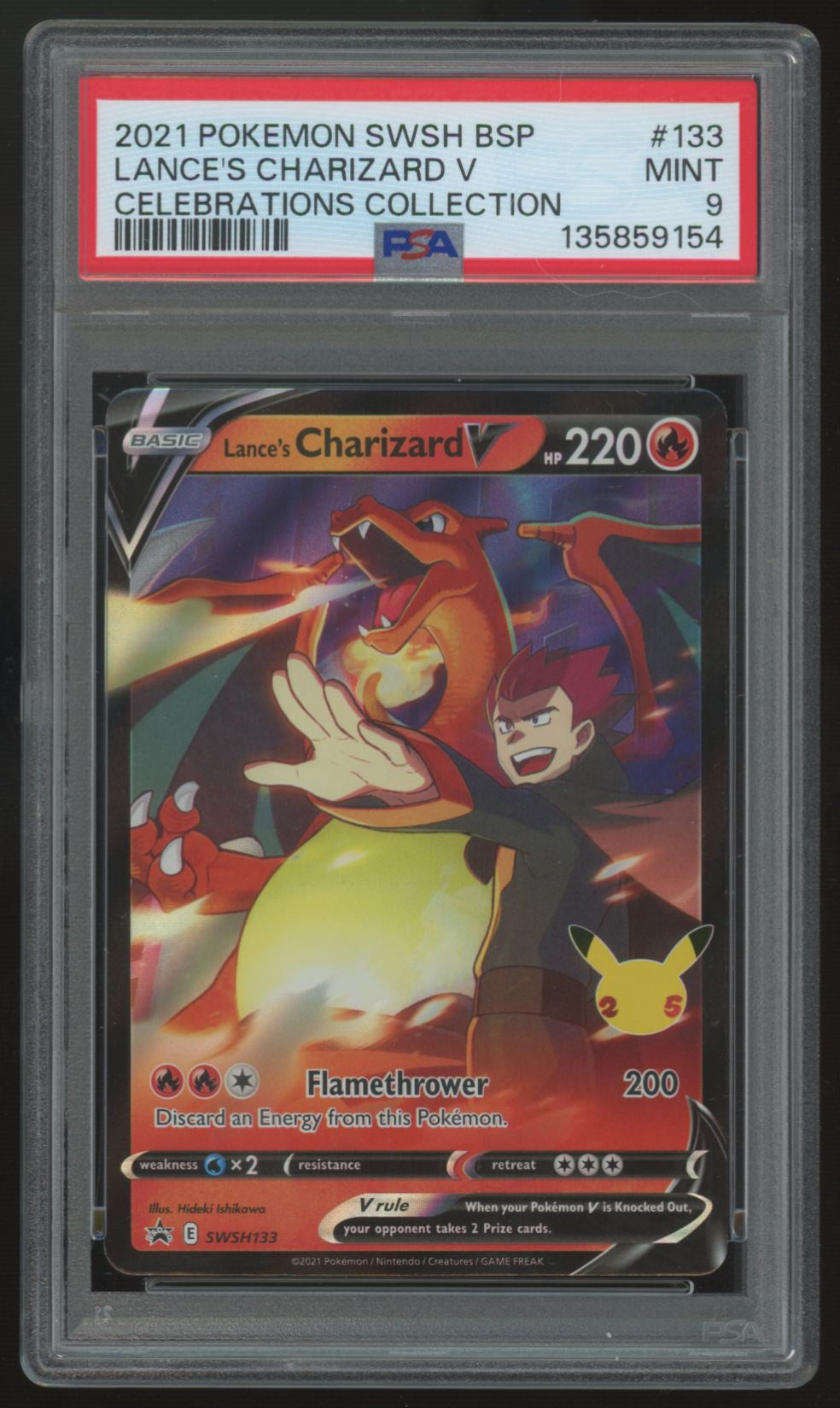 2021 Pokemon Lance's Charizard V Celebrations Holo #133 PSA 9