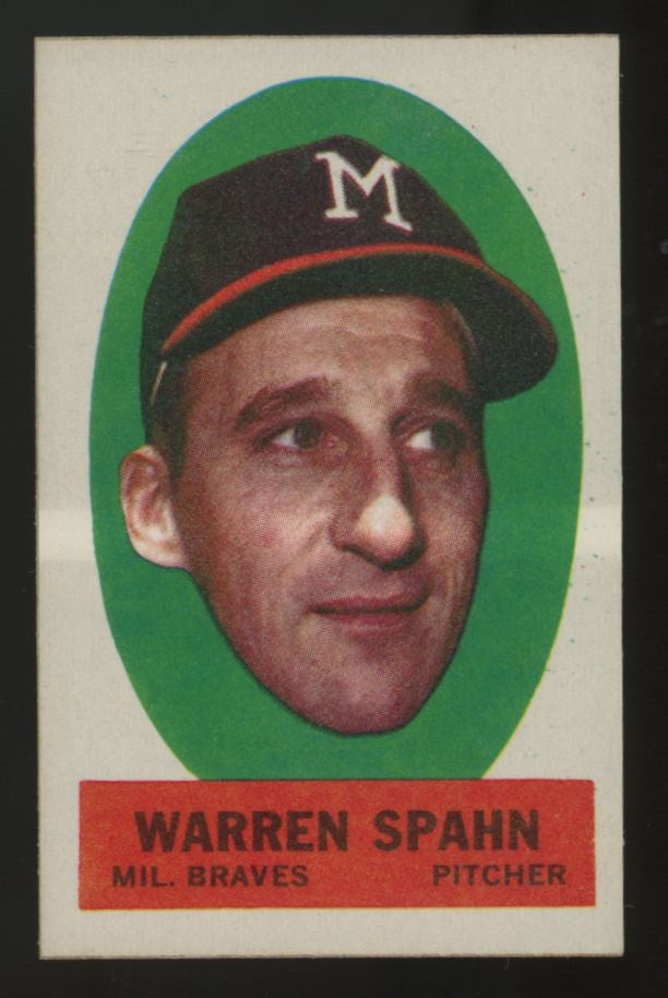 1963 Topps Peel-Offs Warren Spahn Instructions Back EX/MT-NM