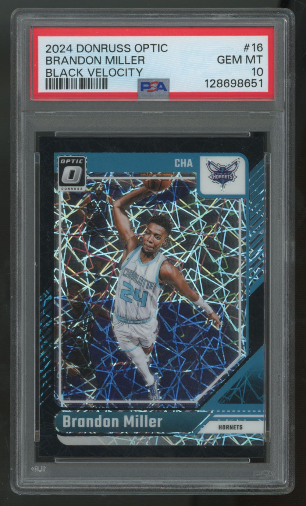 2024-25 Donruss Optic Brandon Miller Black Velocity /39 #16 PSA 10